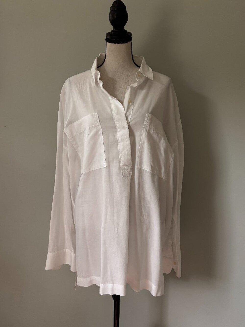 Banana Republic Heritage White Cotton Popover Tunic XL Like New